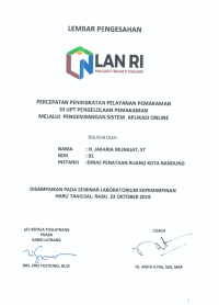 Percepatan Peningkatan Pelayanan Pemakaman Di UPT Pengelolaan Pemakaman Melalui Pengembangan Sistem Aplikasi Online (Dinas Penataan Ruang Kota Bandung)