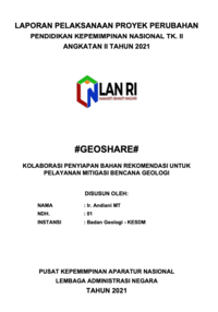 Geoshare; Kolaborasi Penyiapan Bahan Rekmomendasi Untuk Pelayanan Mitigasi Bencana Geologi (Pusat Vulkanologi dan Mitigasi Bencana Geologi - Badan Geologi Kementerian ESDM)