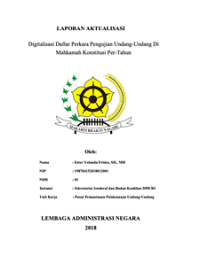Digitalisasi Daftar Perkara Pengujian Undang Undang DI Mahkamah Konstitusi Per Tahun (Sekretariat Jendral dan Badan Keahlian DPR RI)