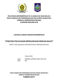 Strategi Pelayanan Kepegawaian Dengan Haati (Hasil Yang Akurat Akuntabel Berbasis Teknologi Informasi) (Badan Kepegawaian Pendidikan dan Diklat Kabupaten Rejang Lebong)