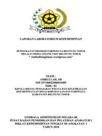 Peningkatan Promosi Pariwisata Belitung Timur melalui Media Online Visit Belitung Timur visitbelitungtimur.wordpress.com (Dinas Kebudayaan dan Pariwisata Kabupaten Belitung Timur)