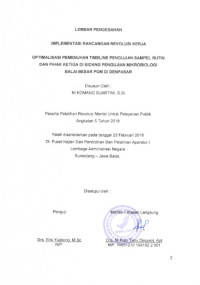 Optimalisasi Pemenuhan Timeline Pengujian Sampel Rutin Dan Pihak Ketiga Di Bidang Pengujian Mikrobiologi Balai Besar POM (BPOM) Di Denpasar
