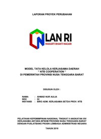 Model Tata Kelola Kerjasama Daerah NTB Cooperation Di Pemerintah Provinsi Nusa Tenggara Barat (Biro Administrasi Kerjasama Sekretaris Daerah Provinsi NTB)