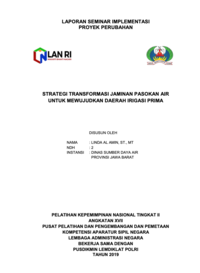 Strategi Transformasi Jaminan Pasokan Air Untuk Mewujudkan Daerah Irigasi Prima (Dinas Sumber Daya Air Provinsi Jawa Barat)