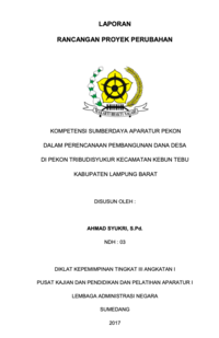 Kompetensi Sumber Daya Aparatur Pekon Dalam Perencanaan Penggunaan Dana Desa Pekon Tribudisyukur Kecamatan Kebun Tebu Kabupaten Lampung Barat