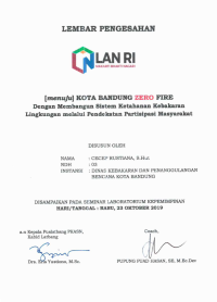 (Menuju) Kota Bandung Zero Fire Dengan Mambangun Sistem Ketahanan Kebakaran Lingkungan Melalu Pendekatan Partisipasi Masyarakat (Dinas Kebakaran Dan Penanggulangan Bencana Kota Bandung)