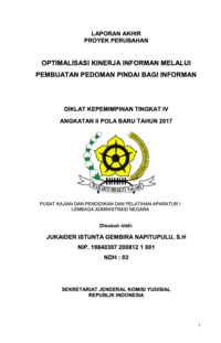 Optimalisasi Kinerja Informan Melalui Pembuatan Pedoman Pindai Bagi Informan (Komisi Yudisial)