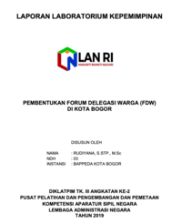 Pembentukan Forum Delegasi Warga (FDW) Di Kota Bogor (Bappeda - Badan Perencanaan Pembangunan Daerah)