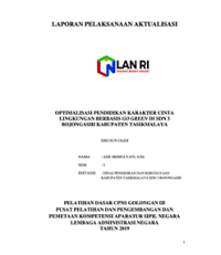 Optimalisasi Pendidikan Karakter Cinta Lingkungan Berbasis Go Green Di SDN 3 Bojongasih Kabupaten Tasikmalaya