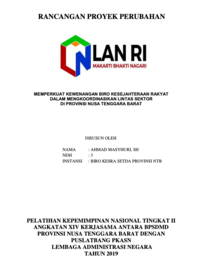 Memperkuat Kewenangan Biro Kesejahteraan Rakyat Dalam Mengkoordinasikan Lintas Sektor Di Provinsi Nusa Tenggara Barat (Biro Kerjasama Sekretaris Daerah Provinsi NTB)