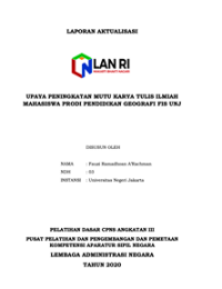 Upaya Peningkatan Mutu Karya Tulis Ilmiah Mahasiswa Prodi Pendidikan Geografi FIS Universitas Negeri Jakarta