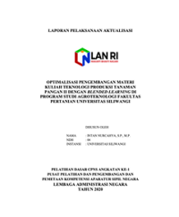 Optimalisasi Pengembangan Materi Kuliah Teknologi Produksi Tanaman Pangan II Dengan Blended Learning Di Program Studi Agroteknologi Fakultas Pertanian Universitas Siliwangi