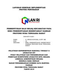 Pembentukan Bale Beleq Kecamatan Pada Biro Pemerintahan Sekretariat Daerah Provinsi Nusa Tenggara Barat (Biro Pemerintahan Sekretariat Daerah Provinsi NTB)