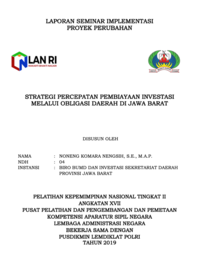 Strategi Percepatan Pembiayaan Investasi Melalui Obligasi Daerah Di Jawa Barat (Biro BUMD Dan Investasi Sekretariat Daerah)
