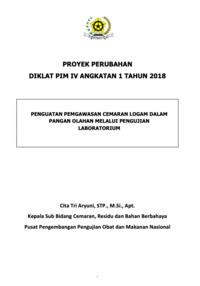 Penguatan Pengawasan Cemaran Logam Dalam Pangan Olahan Melalui Pengujian Laboratorium (Badan Pengawas Obat dan Makanan - BPOM)