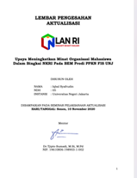 Upaya Meningkatkan Minat Organisasi Mahasiswa Dalam Bingkai NKRI Pada BEM Prodi PPKN FIS Universitas Negeri Jakarta