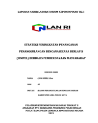Strategi Peningkatan Penanganan Penanggulangan Bencana Secara Berlapis (SIMPEL) Berbasis Pemerdayaan Masyarakat (Badan Penanggulangan Bencana Daerah Kabupaten Lima Puluh Kota)
