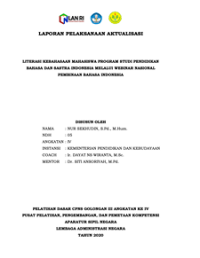 Literasi Kebahasaan Mahasiswa Program Studi Pendidikan Bahasa Dan Sastra Indonesia Melalui Webinar Nasional Pembinaan Bahasa Indonesia - Universitas Negeri Jakarta