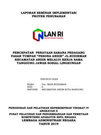Percepatan Penataan Sarana Pedagang Pasar Tumpah Pesona Andir Jl.Sudirman Kecamatan Andir Kota Bandung Melalui Kerja Sama Tanggung Jawab Sosial Lingkungan