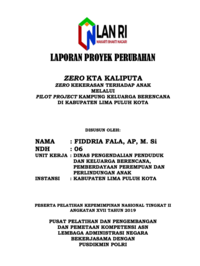 Zero KTA Kaliputa; Zero Kekerasan Terhadap Anak Melalui Pilot Project Kampung Keluarga Berencana Di Kabupaten Lima Puluh Kota (Dinas Pengendalian Penduduk Dan Keluarga Berencana Pemberdayaan Perempuan dan Perlindungan Anak)
