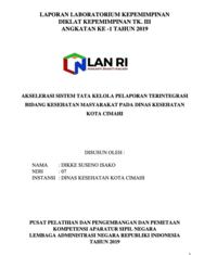 Akselerasi Sistem Tata Kelola Pelaporan Terintegrasi Bidang Kesehatan Masyarakat Pada Dinas Kesehatan Kota Cimahi