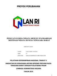 Penguatan Desa Wisata Menuju Standarisasi Destinasi Wisata Di Nusa Tenggara Barat (Dinas Pariwisata Provinsi NTB) (TERBAIK 5)