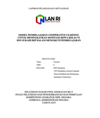 Model Pembelajaran Cooperative Learning Untuk Meningkatkan Motivasi Siswa Kelas Vi SDN Sukahurip Dalam Mengikuti Pembelajaran (Dinas Pendidikan dan Kebudayaan Kabupaten Tasikmalaya)
