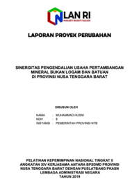 Sinergitas Pengendalian Usaha Pertambangan Mineral Bukan Logam Dan Batuan Di Provinsi Nusa Tenggara Barat (Dinas Energi dan Sumber Daya Mineral)