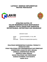 Strategi Satpol PP Dalam Memberdayakan Masyarakat Sebagai Upaya Cegah Dini Gangguan Ketentraman Ketertiban Dan Keamanan (Satpol PP Kabupaten Bantul)