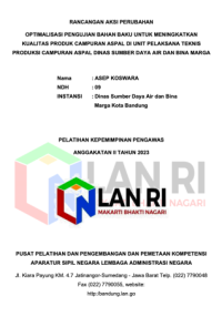 Optimalisasi Pengujian Bahan Baku Untuk Meningkatkan Kualitas Produksi Campuran Aspal di Unit Pelaksana Teknis Produksi Campuran Aspal Dinas Sumber daya Air dan Bina Marga Kota Bandung