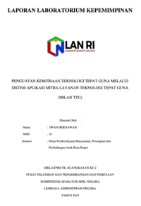 Penguatan Kemitraan Teknologi Tepat Guna Melalui Sistem Aplikasi Mitra Layanan Teknologi Tepat Guna (MILAN TTG) (Dinas Pemberdayaan Masyarakat, Perempuan dan Perlindungan Anak Kota Bogor)