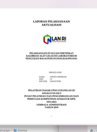 Pelaksanaan Evaluasi Sertifikat Kalibrasi Alat Gelas Di Laboratorium Pengujian Balai POM Di Pangkalpinang (BPOM)
