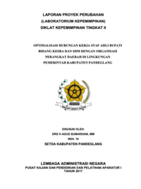Optimalisasi Hubungan Kerja Staf Ahli Bupati Bidang Kesra Dan SDM Dengan Organisasi Perangkat Daerah Di Lingkungan Pemerintahan Kabupaten Pandeglang