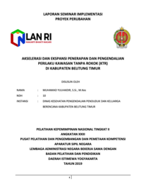 Akselerasi Dan Ekspansi Penerapan Dan Pengendalian Perilaku Kawasan Tanpa Rokok (KTR) Di Kabupaten Belitung Timur (Dinas Kesehatan Pengendalian Penduduk dan Keluarga Berencana)