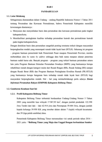 Penyusunan Sistem Informasi Perumahan Rakyat (SIMPOR) di Dinas Perumahan Rakyat dan Kawasan Permukiman Kabupaten Belitung Timur