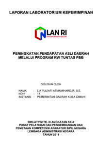 Peningkatan Pendapatan Asli Daerah Melalui Program RW TUNTAS PBB (TERBAIK) (Badan Pengelola Pendapatan Daerah Kota Cimahi)