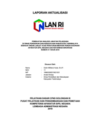 Pembuatan Analisis Jabatan Pelaksana di Dinas Pendidikan dan Kebudayaan Kabupaten Tasikmalaya Sebagai Tindak Lanjut Atas Peraturan Menteri Pendayagunaan Aparatur Sipil Negara Dan Reformasi Birokrasi Nomor 41 Tahun 2018