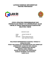 Strategi Pengembangan Dan Pengelolaan Smart PJU (Penerangan Jalan Umum) Di Dinas Perhubungan Kabupaten Belitung Timur