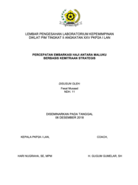 Percepatan Embarkasi Haji Antara Maluku Berbasis Kemitraan Strategis Kanwil Kementerian Agama Provinsi Maluku (TERBAIK)
