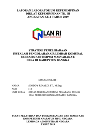 Strategi Pemeliharaan Instalasi Pengolahan Air Limbah Komunal Berbasis Partisipasi Masyarakat/Desa Di Kabupaten Bangka (Dinas Pekerjaan Umum Penataan Ruang Dan Perhubungan)