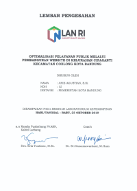 Optimalisasi Pelayanan Publik Melalui Pembangunan Website Kelurahan Cipaganti Kecamatan Coblong Kota Bandung