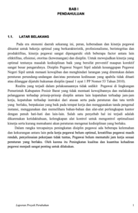 Peningkatan Kualitas Dan Kuantitas Kehadiran Pegawai Dilingkungan Dinas Pekerjaan Umum Dan Penataan Ruang Kabupaten Pesisir Barat