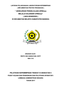 Akselerasi Pengelolaan APB Desa Melalui Kalender Apbdesa (Aksi Kendedes) Kecamatan Belinyu Kabupaten Bangka