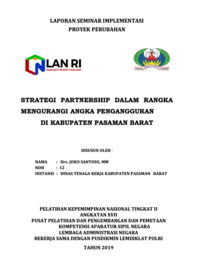 Strategi Partnership Dalam Rangka Mengurangi Angka Pengangguran Di Kabupaten Pasaman Barat (Dinas Tenaga Kerja)