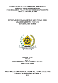 Optimalisasi Peranan Badan Usaha Milik Desa (BUMDESA) Secara Terpadu di Dinas Pemberdayaan Masyarakat dan Desa Kabupaten Ciamis
