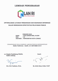 Optimalisasi Layanan Persandian Dan Keamanan Informasi Dalam Mendukung Efektivitas Pelayanan Publik (Dinas Komunikasi, Informatika, Kearsipan dan Perpustakaan Kota Cimahi) (TERBAIK)
