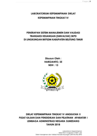 Penerapan Sistem Manajemen Dan Validasi Transaksi Keuangan (SIMVALTAK) SKPD Di Lingkungan Badan Kepegawaian dan Pengembangan Sumber Daya Manusia - BKPSDM Kabupaten Belitung Timur