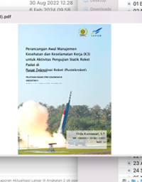 Perancangan Awal Manajemen Kesehatan Dan Keselamatan Kerja (K3) Untuk Aktivitas Pengujian Statik Roket Padat Di Pusat Teknologi Roket (Pustekroket) LAPAN (Lembaga Penerbangan dan Antariksa Nasional ) (Terbaik 1)