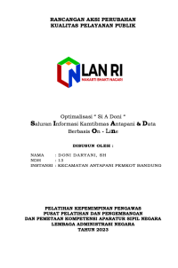 Optimalisasi Saluran Informasi Kamtibmas Antapani dan Data Berbasis On - Line (SI A DONI) Kecamatan Antapani Kota Bandung