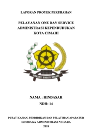 Pelayanan One Day Service Administrasi Kependudukan di Dinas Kependudukan dan Pencatatan Sipil Kota Cimahi